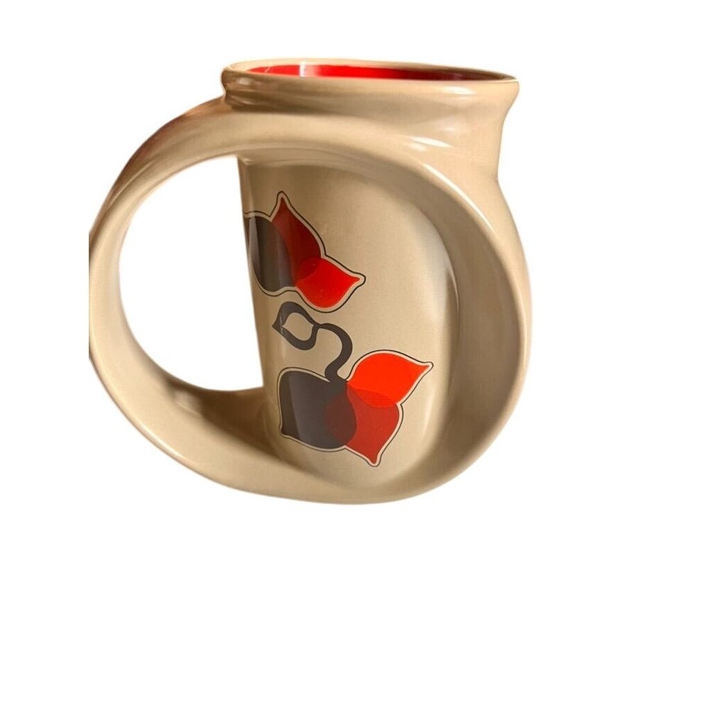 Miam Miam Evolve coffee mug by Patricia Ryan beige & red  floral design